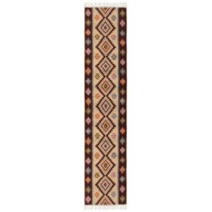 Covor traditional, dimensiunea 100x300cm, maro si crem, model ROMB