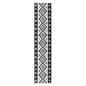 Covor traditional, dimensiunea 100x300cm, Negru si gri, model ROMB