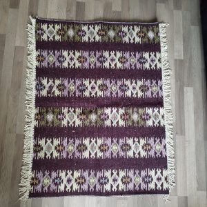 Covor traditional, tesut, cu doua fete, dimensiunea 60x90cm Maro si crem, model RUSTIC