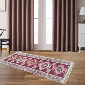 1+1 Covoare traditionale, dimensiunea 60x120cm, rosu si crem, model HORA - imagine 2