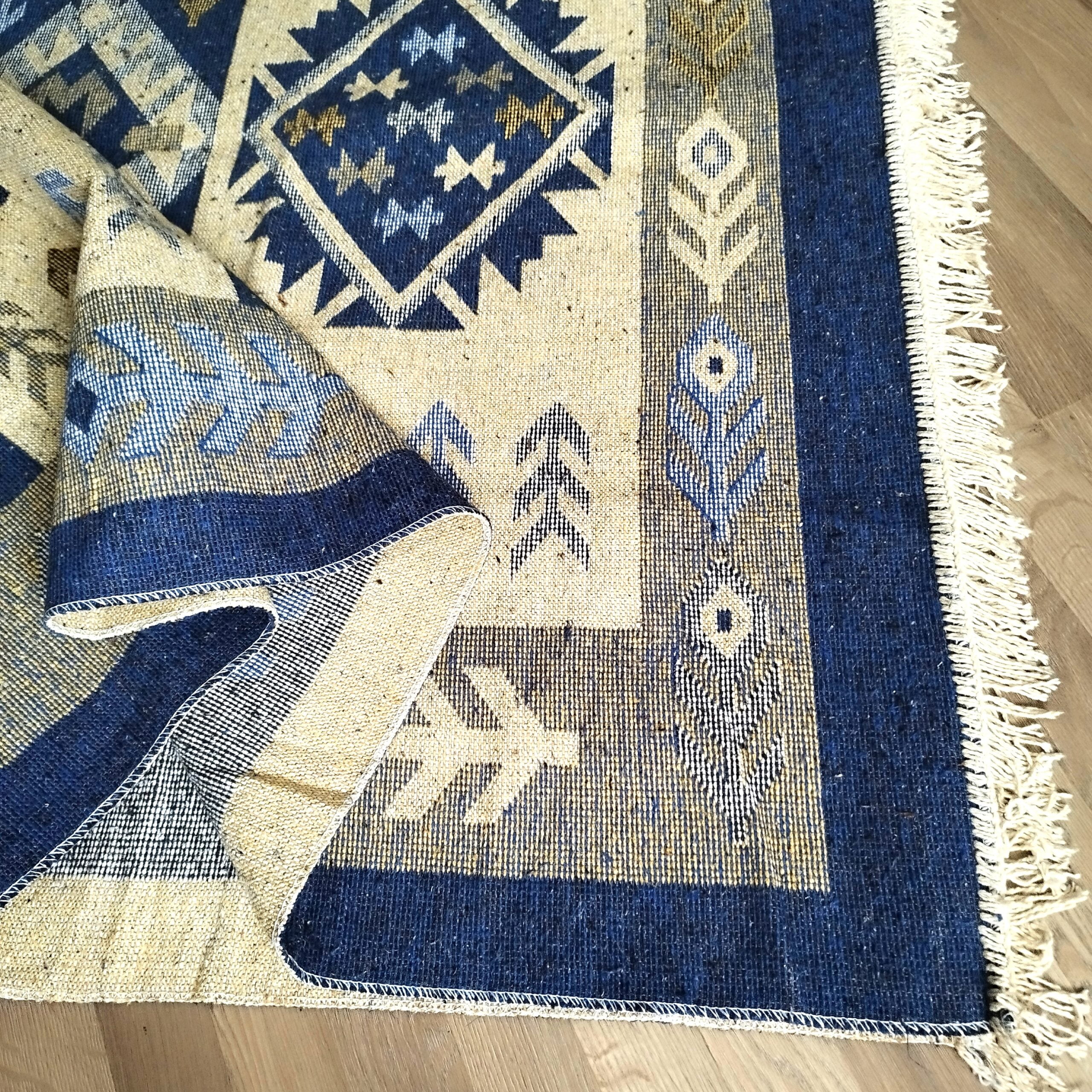 Covor traditional, dimensiunea 140x210cm, albastru si crem, model SPIC DE GRAU - imagine 6