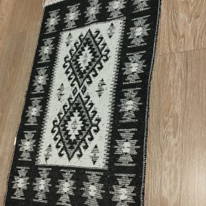 Covor traditional, dimensiunea 60x90cm, negru si crem, model ROMB - imagine 5