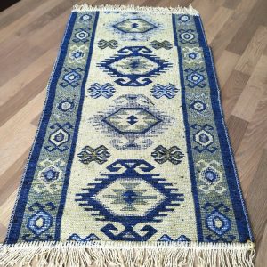 1+1 Covoare traditionale, dimensiunea 60x150cm, albastru si crem, model HORA - imagine 7