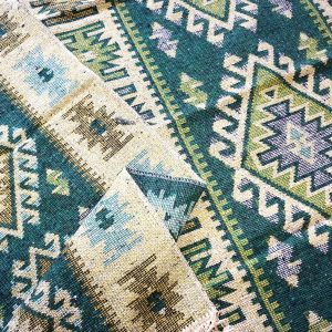 Covor traditional, dimensiunea 100x300cm, verde si crem, model ROMB - imagine 5
