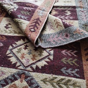 Covor traditional, dimensiunea 80x300cm maro si crem, model SPIC DE GRAU - imagine 2