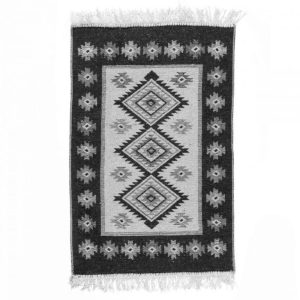 Covor traditional, dimensiunea 80x300cm negru si crem, model ROMB - imagine 6