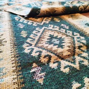 Covor traditional, dimensiunea 200x300cm, VERDE si crem, model ROMB - imagine 2