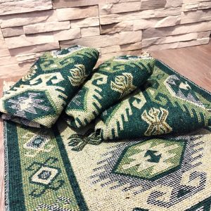 set 4 Covoare traditionale tesute, cu doua fete, dimensiunea 60x90cm, Verde, model HORA - imagine 2