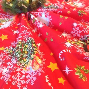 Fata de masa Craciun, din bumbac, dimensiune 150×180 cm Christmas12 - imagine 3