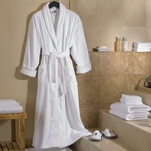 Halat alb din prosop, cu guler, bumbac 100%, unisex dimensiune XL