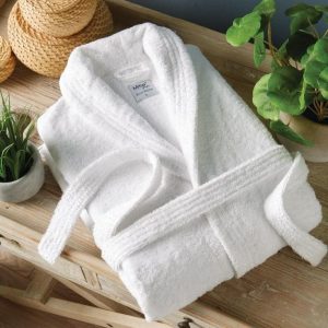 Halat alb din prosop, cu guler, bumbac 100%, unisex dimensiune XL - imagine 4