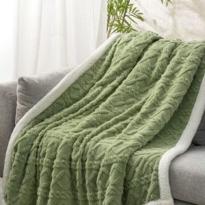 Patura calduroasa, cu Blanita Cocolino 200x230cm -VERDE OLIVE - imagine 3