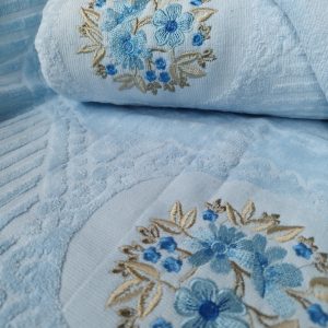 Set 2 prosoape baie, bumbac 100%, dimensiune 50x90cm+ 70x140cm Blue Catifee - imagine 2