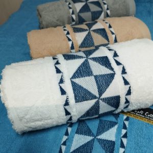 Set 4 prosoape baie , bumbac 100%, dimensiune 50x90cm jacquard Geometric - imagine 2