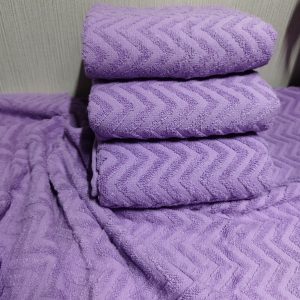 Set 4 prosoape baie , bumbac 100%, dimensiune 50x100cm Waves LILA