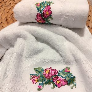 Set 4 prosoape pentru bucatarie, bumbac 100%, dimensiune 32x70cm cu model broderie Bordo - imagine 4