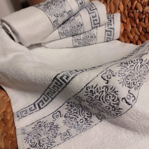 Set 4 prosoape pentru bucatarie, bumbac 100%, dimensiune 32x70cm cu model broderie Gri - imagine 5