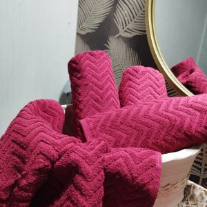 Set 4 prosoape baie , bumbac 100%, dimensiune 50x100cm Waves BORDO