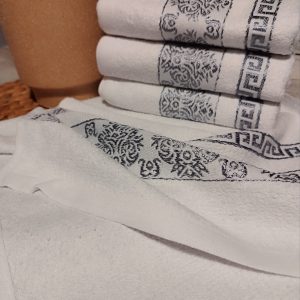 Set 4 prosoape pentru bucatarie, bumbac 100%, dimensiune 32x70cm cu model broderie Gri - imagine 2