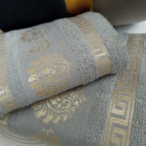 Set 2 prosoape baie, bumbac 100%, dimensiune 50x90cm+ 70x140cm Grey Royal Collection - imagine 3