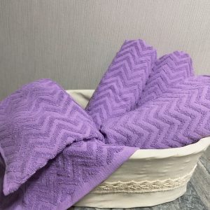 Set 4 prosoape baie , bumbac 100%, dimensiune 50x100cm Waves LILA - imagine 4