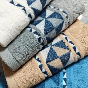 Set 4 prosoape baie , bumbac 100%, dimensiune 50x90cm jacquard Geometric - imagine 3