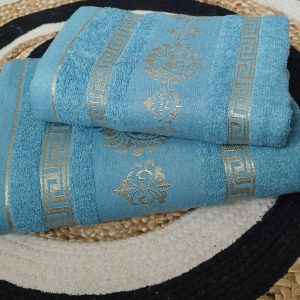 Set 2 prosoape baie, bumbac 100%, dimensiune 50x90cm+ 70x140cm Aquamarin Royal Collection - imagine 3
