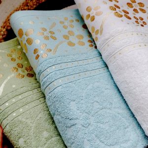 Set 3 prosoape baie, bumbac 100%, dimensiune 70x140cm colorate Flower01 - imagine 3