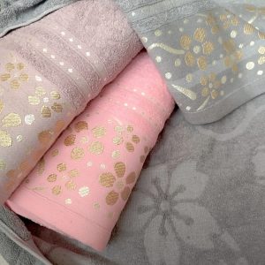 Set 3 prosoape baie, bumbac 100%, dimensiune 70x140cm colorate Flower02 - imagine 4