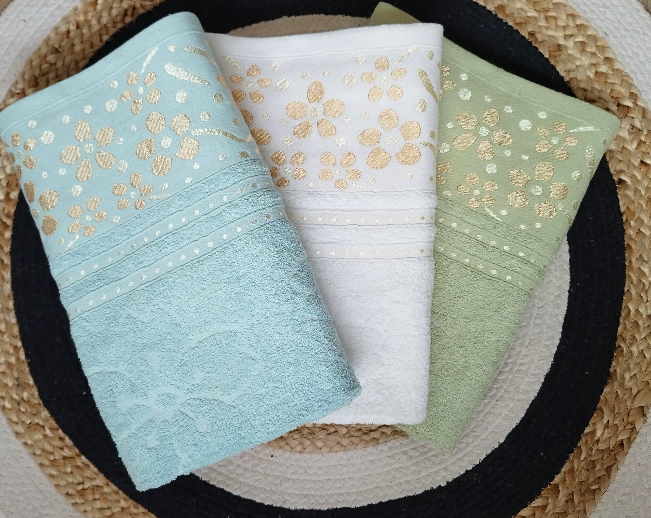 Set 3 prosoape baie, bumbac 100%, dimensiune 70x140cm colorate Flower01 - imagine 4