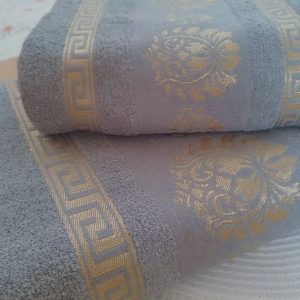 Set 2 prosoape baie, bumbac 100%, dimensiune 50x90cm+ 70x140cm Grey Royal Collection - imagine 2