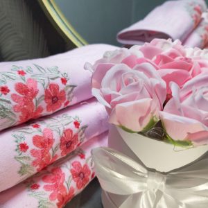 Set 3 prosoape baie, bumbac 100%, dimensiune 50x90cm Catifee Roz