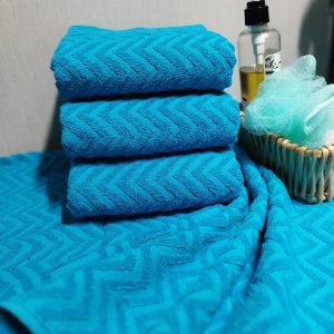 Set 4 prosoape baie , bumbac 100%, dimensiune 50x100cm Waves TURQUOISE