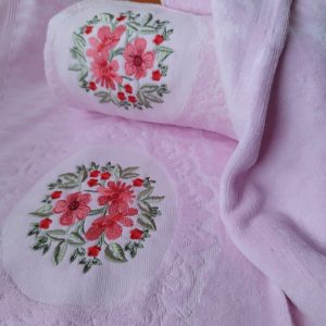 Set 2 prosoape baie, bumbac 100%, dimensiune 50x90cm+ 70x140cm Rose Catifee - imagine 2