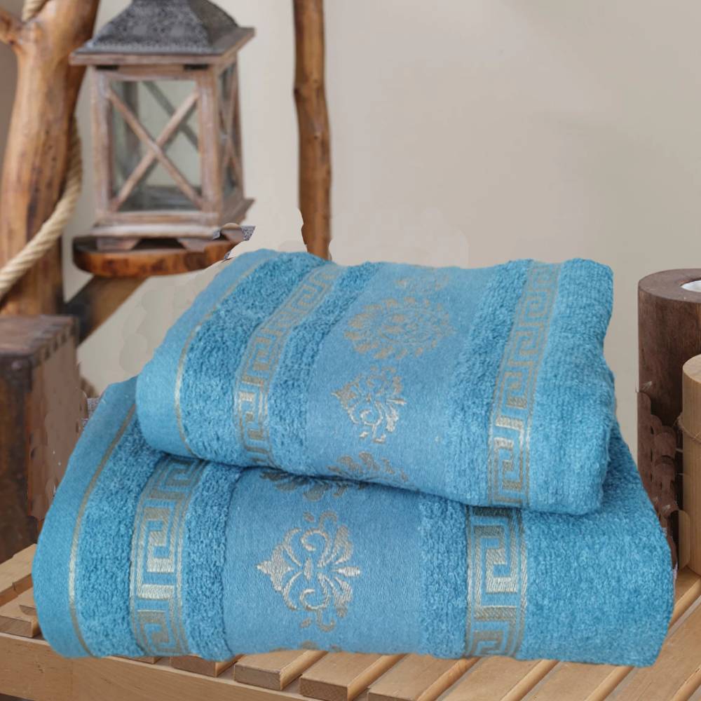 Set 2 prosoape baie, bumbac 100%, dimensiune 50x90cm+ 70x140cm Aquamarin Royal Collection