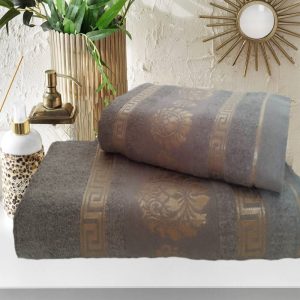 Set 2 prosoape baie, bumbac 100%, dimensiune 50x90cm+ 70x140cm Grey Royal Collection