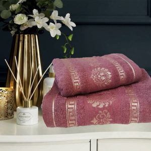 Set 2 prosoape baie, bumbac 100%, dimensiune 50x90cm+ 70x140cm Marsala Royal Collection