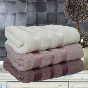 Set 3 prosoape baie Maya, bumbac 100%, dimensiune 50x80cm, culoare crem, yvoire, maro