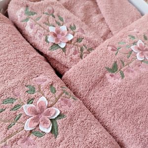 Set Halat baie bumbac + prosop 50x90cm+prosop 70x140cm Chic Lady001 - imagine 2
