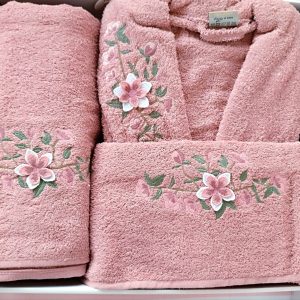 Set Halat baie bumbac + prosop 50x90cm+prosop 70x140cm Chic Lady001