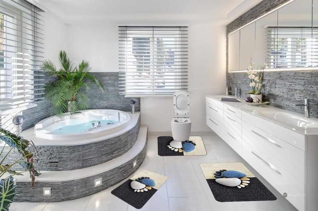 Set trei covoare de baie, plusate 60x90cm+45x60cm+ 43x60cm cod CB019 - imagine 2