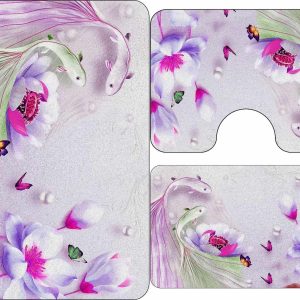 Set trei covoare de baie, plusate 60x90cm+45x60cm+ 43x60cm cod CB016 - imagine 2