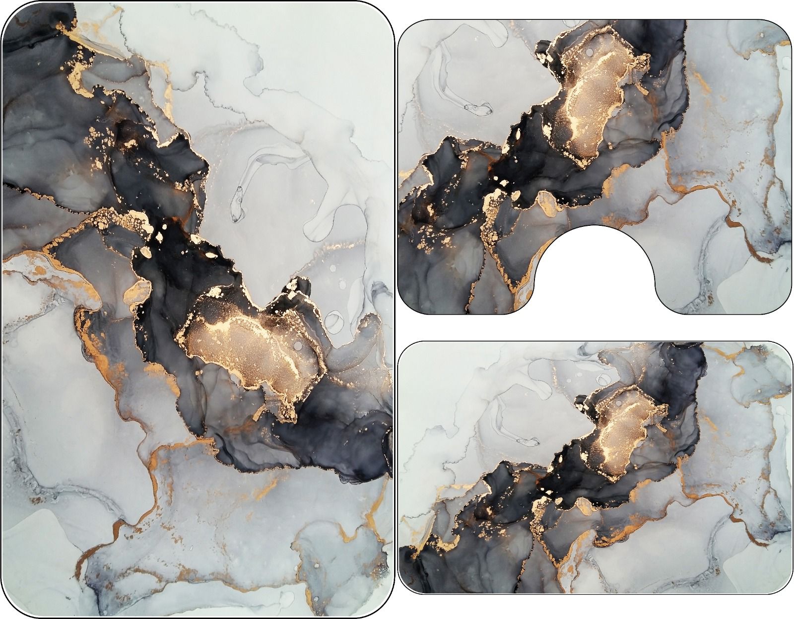 Set trei covoare de baie, plusate 60x90cm+45x60cm+ 43x60cm cod CB007