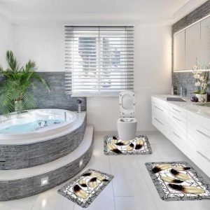 Set trei covoare de baie, plusate 60x90cm+45x60cm+ 43x60cm cod CB015