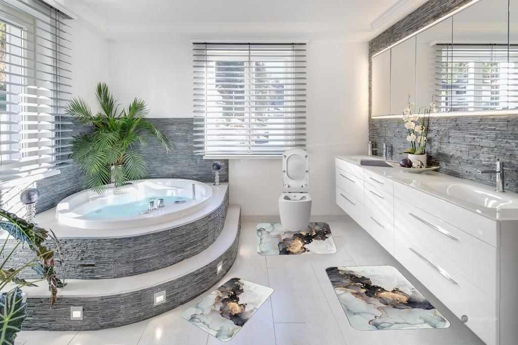 Set trei covoare de baie, plusate 60x90cm+45x60cm+ 43x60cm cod CB007 - imagine 4