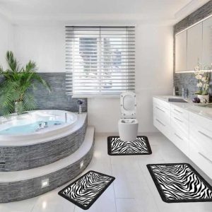 Set trei covoare de baie, plusate 60x90cm+45x60cm+ 43x60cm cod CB017
