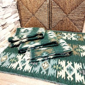 set 4 Covoare traditionale tesute, cu doua fete, dimensiunea 60x90cm, Verde, model Rustic - imagine 2