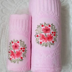 Set 2 prosoape baie, bumbac 100%, dimensiune 50x90cm+ 70x140cm Rose Catifee